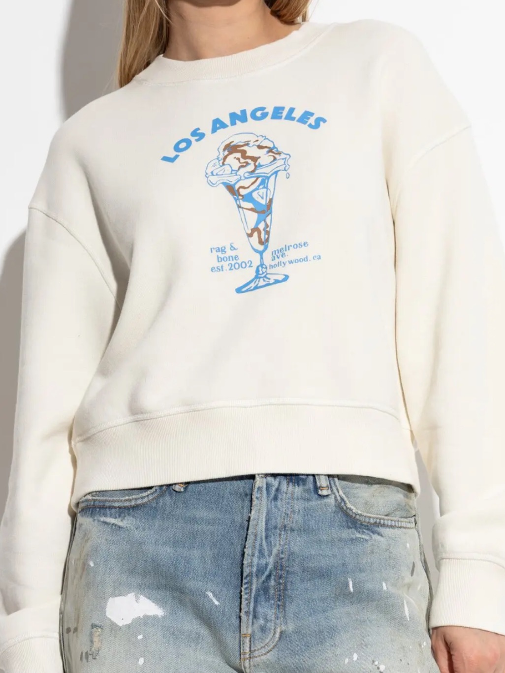 Rag & Bone Cream Sweatshirt With Blue Los Angeles Graphic